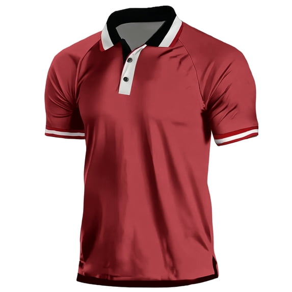 Mens Shirts Short Sleeve Casual Collared Shirts Moisture Wicking Athletic Work Golf Shirts for Men with Pocket, L