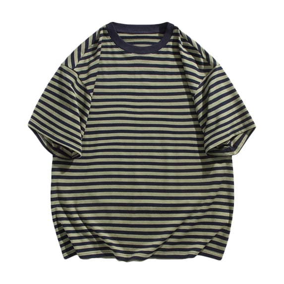 Mens Shirts Short Sleeve Casual,Men's Fashion Tshirts Casual Striped Short Sleeve Crewneck Summer Basic Tee Shirts
