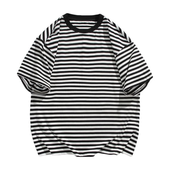 Mens Shirts Short Sleeve Casual,Men's Fashion Tshirts Casual Striped Short Sleeve Crewneck Summer Basic Tee Shirts