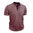 thumbnail image 1 of Mens Shirts Short Sleeve Casual,Mens Henley Shirts Short Sleeve Casual Basic Cotton Tee Summer Fashion Button T Shirts, 1 of 5