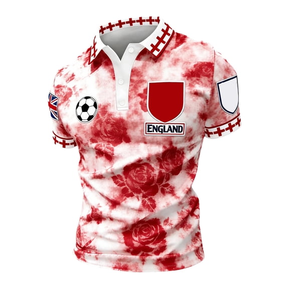 Mens Shirts Short Sleeve Classic Emblem Design Mens Clothing,Red,3XL