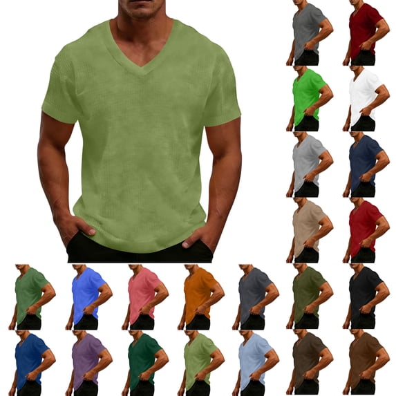Mens Shirts Short Sleeve Fitness Home Wear Loose Casual Shirts Solid Color Mens T-shirt Sports Short Shirts for Men, Mint Green-5XL