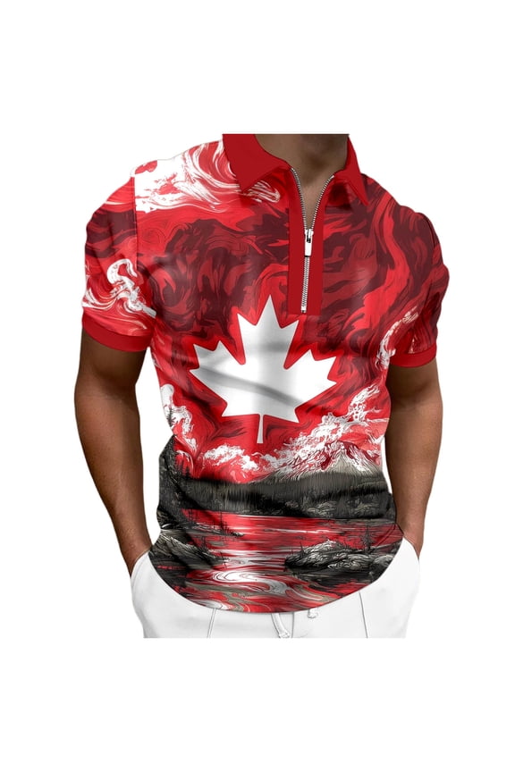 Mens Shirts Short Sleeve Half Zip Stand Collar Performance Mens Rugby Shirt,Brick Red,L