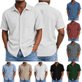 thumbnail image 1 of Mens T Shirts Cotton Short Sleeve Casual Shirts Button Down Oversized Shirt for Men Beach Summer Out Tops with Pockets, 1 of 8