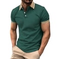 thumbnail image 1 of Mens Shirts Short Sleeve, Mens Fashion Color Block Shirts Casual Short Sleeve T Shirt Striped Lightweight Comfy Golf Shirts Summer Tops, 1 of 3