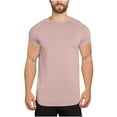 thumbnail image 1 of Mens Shirts Short Sleeve, Mens Hipster Longline T-Shirt Drop Cut Scallop Long Tail Slim Fit Bodybuilding Gym Muscle Workout Tee, 1 of 7