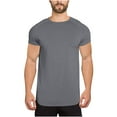 thumbnail image 1 of Mens Shirts Short Sleeve, Mens Hipster Longline T-Shirt Drop Cut Scallop Long Tail Slim Fit Bodybuilding Gym Muscle Workout Tee, 1 of 7
