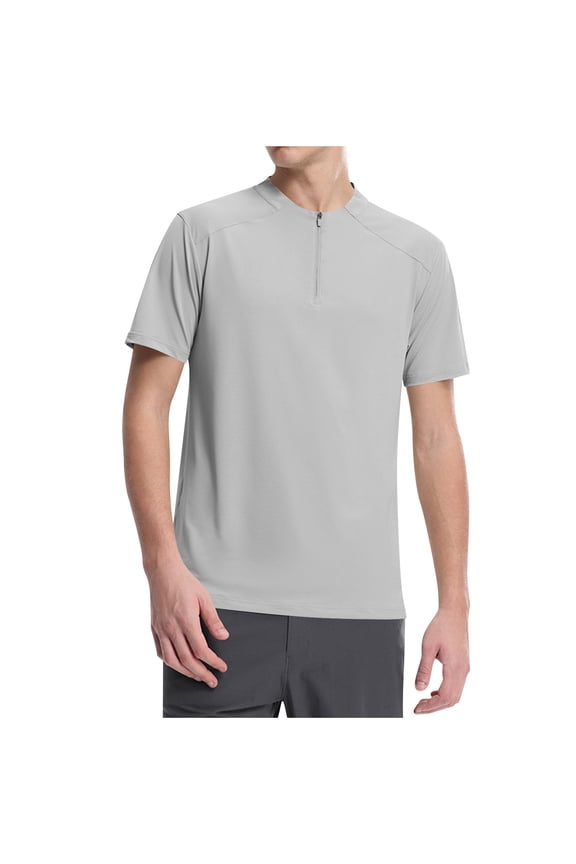 Mens Shirts Short Sleeve, Mens Workout Tshirt Lightweight Zipper Short Sleeve Performance Shirts Cozy Moisture Wicking Athletic Running Gym tee Tops
