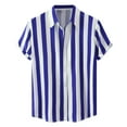 thumbnail image 1 of Mens Shirts Short Sleeve Pack Summer Hawaii Striped Prin Short Sleeve Turn Down Collar Button Mens T Shirts Casual Stylish Blue M, 1 of 5