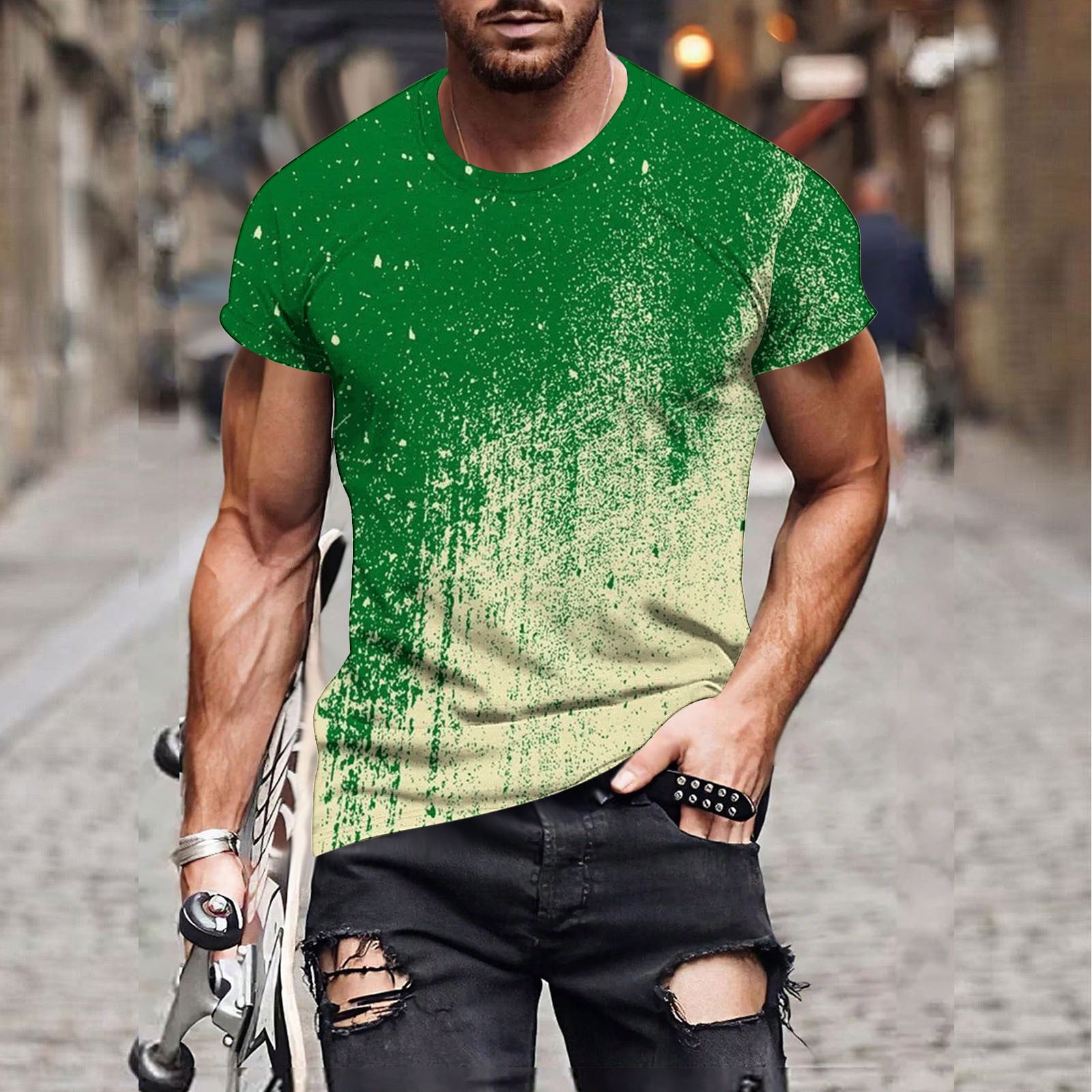 Tactics Style T Shirt for Men Summer round Neck Print T-shirt