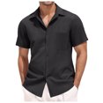 thumbnail image 1 of Mens Shirts,Short Sleeve Shirt Solid Color Casual Beach Holiday Top Summer Breathable Shirt,Tshirts Shirts for Men,M,Black, 1 of 5