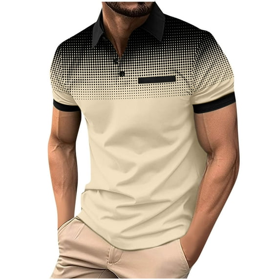 Mens Shirts Short Sleeve,Shirt for Men,Men's Polka Gradient Lapel Button Sport Short-Sleeved Lapel Shirt,Short Sleeve Shirts for Men