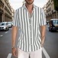 thumbnail image 1 of Mens Shirts Short Sleeve Striped Beach Casual Lapel Button Down Summer Shirt Light Gray XL, 1 of 6