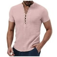 thumbnail image 1 of Mens Shirts,Short Sleeve T-Shirt Casual Solid Top Summer Comfortable Beach Breathable Relaxed Fit,Work Shirts for Men,3XL,Pink, 1 of 5