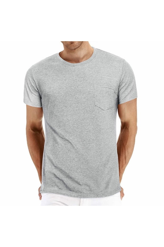 Mens Shirts,Short Sleeve T Shirt Round Neck Patch Pocket Summer Casual Tee,Long Sleeve Shirts for Men,Z02 GY1,L