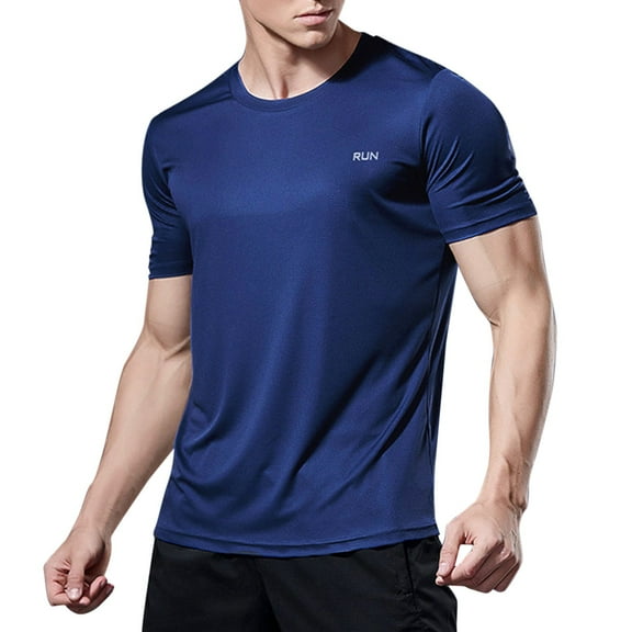 Mens Shirts Short Sleeve 's Sports Ice Silk Loose Fit Quick Dry Half Sleeved Shirt (Blue XXL)