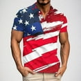 thumbnail image 1 of Mens Shirts Short Sleeved Lapel Business Independence Day Printed Athletic Casual Top Red M, 1 of 5