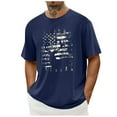 thumbnail image 1 of Mens Shirts Short Sleeved Round Neck Independence Day Printed Top Blue S, 1 of 5