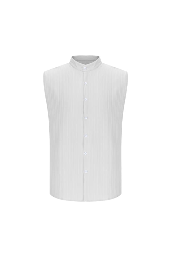 Mens Shirts Sleeveless Button-Down Stand Collared Tank Tops Casual Solid Color Lightweight Breathable Going-Out Hawaiian Beach Vests