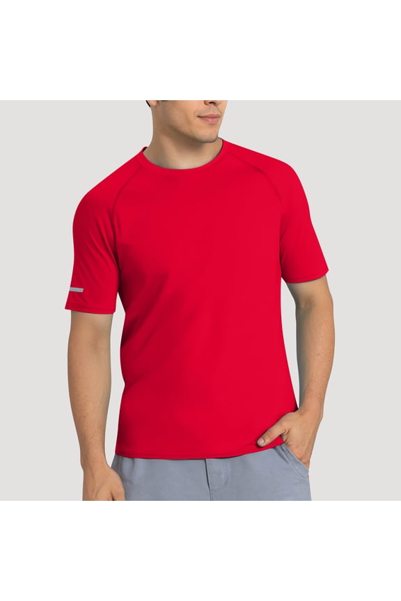 Mens Shirts Solid Color Crew Neck High Performance Short Sleeve Sports Running Gym Workouts Red Men T Shirts