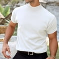 thumbnail image 1 of Mens Shirts Solid Color Short Sleeve Crew Neck Casual Slim Fit Spring Business Work Classic Fit White Men's T Shirts, 1 of 4