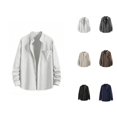 thumbnail image 1 of Mens Shirts Spring Summer Breathable Long Sleeve Button Down Band Collar Work Shirts Beach Shirt, 1 of 8