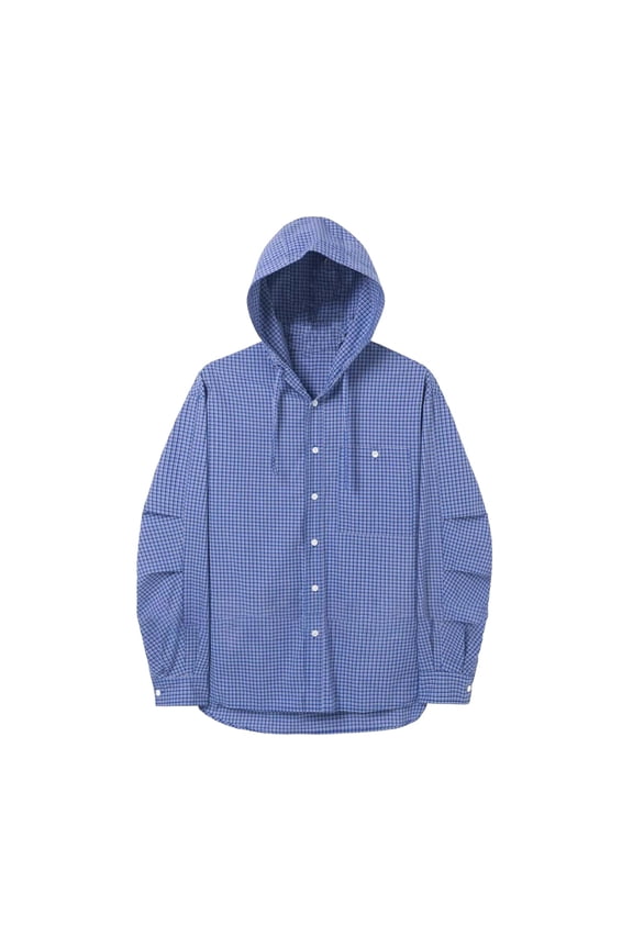 Mens Shirts Style Checked Long Sleeved Jacket Summer Clothes for Men,Blue,L