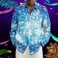 thumbnail image 1 of Mens Shirts Stylish Carnival Print Plus Size Loose Lapel Long Sleeve Button Down Top Holiday Casual Comfortable Shirt for Men Sky Blue M, 1 of 4