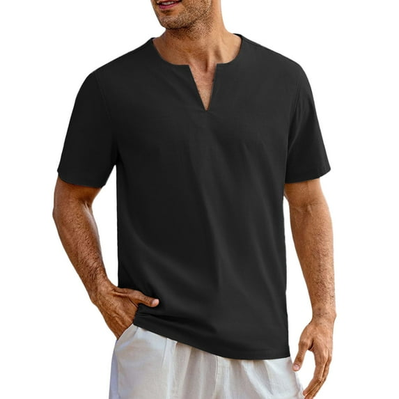 Mens Shirts,Summer British Mens Shirt Solid Color Short Sleeve Youth Popular Leisure Shirt Mens T Shirt,Hawaiian Shirt for Men,Mens T-shirts(Color:Black,Size:L)