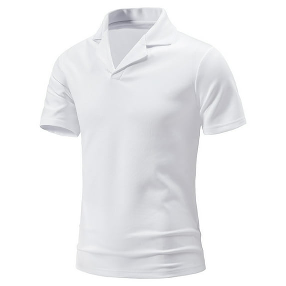 Mens Shirts Summer Clearance Men Casual Solid Slim-fit Short Sleeve Turndown Pullover T-Shirt Tops Blouse