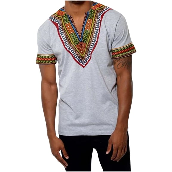Mens Shirts Summer Men's Casual Ethnic Style Printed Short-sleeved T-shirt Bottom Shirt Top/shirt Blouses