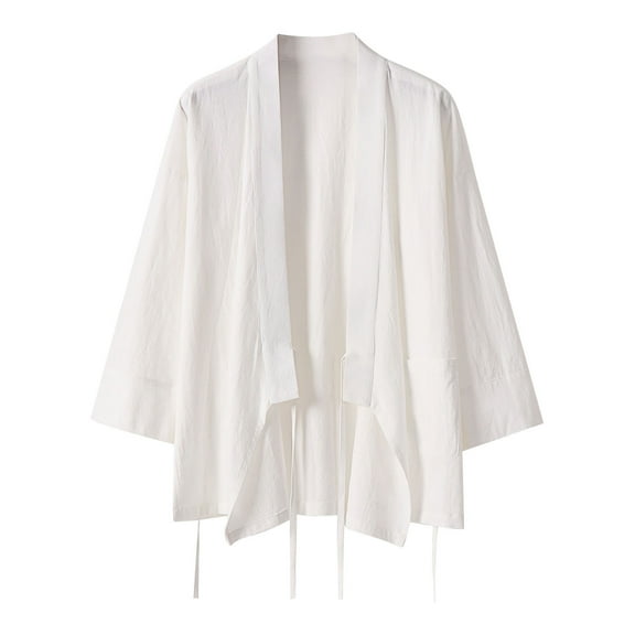 Mens Shirts Summer Loose Fit Linen Long Sleeve Mandarin Collar Traditional Tang Casual Social Big And Tall Shirts For Men Graphic Tees Y2K White XXXXXXXL