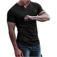 thumbnail image 1 of Mens Shirts Summer Men Casual Solid Round V-neck Slim Short-sleeved T-shirt Bottoming Shirt Tops, 1 of 7