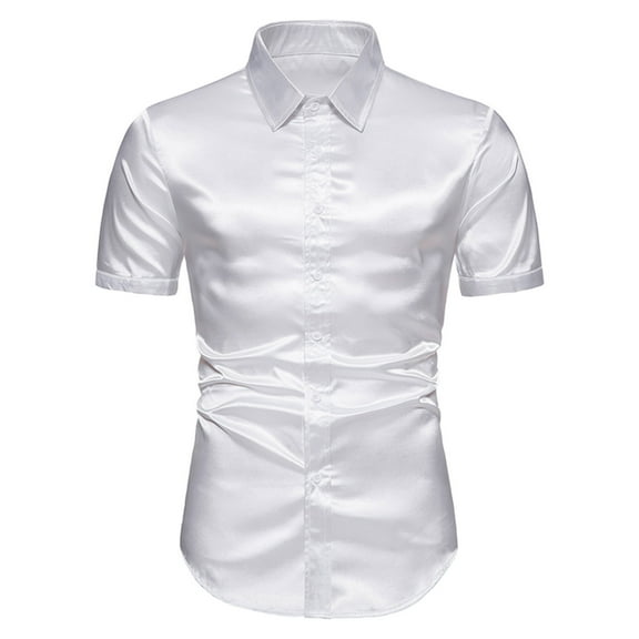 Mens Shirts Summer Men Casual Solid Slim-fit Short Sleeve Turndown T-Shirt Tops Blouse