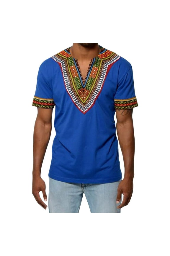 Mens Shirts Summer Men's Casual Ethnic Style Printed Short-sleeved T-shirt Bottom Shirt Top/shirt Blouses