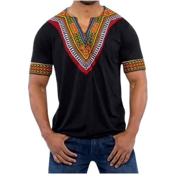 Mens Shirts Summer Men's Casual Ethnic Style Printed Short-sleeved T-shirt Bottom Shirt Top/shirt Blouses