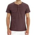 thumbnail image 1 of Mens Shirts Summer Men's Solid Color Round Neck Half Button Casual Short Sleeve T-Shirt, 1 of 2