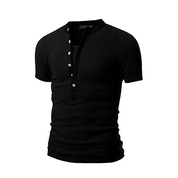 Mens Shirts Summer Men's Summer Casual V-Neck Solid Button T-shirt Short Sleeve Top Blouse