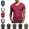 thumbnail image 1 of Mens Shirts Summer Muscle T-Shirts for Men Casual Fashion Solid Color Short Sleeved V Neck Shirts for Men Casual Shirts for Men Tall Workout Bodybuiling Muscle Tops, 1 of 9