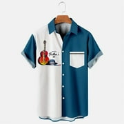 ENCOUTHRE Mens Shirts Tall Shirts - Shirt Clothes Untucked Collared Dress Outfits Clothing Flannel Fashion , Mens Short Sleeve Button Down ShirtsBlueXL
