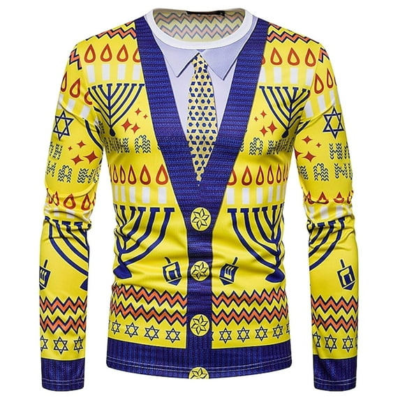 Mens Shirts Tops Funny Long Sleeve Fashion Leisure Digital 3D Printing Mens Casual Shirts,Blue,2XL