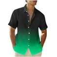 thumbnail image 1 of Mens Shirts Turndown Collar Gradient Short Sleeve Casual Print Button Shirt Green 5XL, 1 of 4