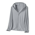 thumbnail image 1 of Mens Shirts,UPF 50+ Sun Hoodie Jacket Long Sleeve Full Zip Lightweight Fishing Hiking Outdoor Performance Shirt,Button Down Shirt Men,2XL,GY2, 1 of 4