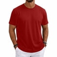 thumbnail image 1 of Mens Shirts Ultra Soft Plain Tshirts for Men Cooling Crew Neck Casual Basic Tee Shirt Undershirt Vermilion S, 1 of 7
