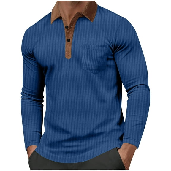 Mens Shirts Under $10 1/4 Button Pullovers for Men Long Sleeve Waffle Stand Collar T Shirts Casual Vintage Sweatshirts with Elbow Patches