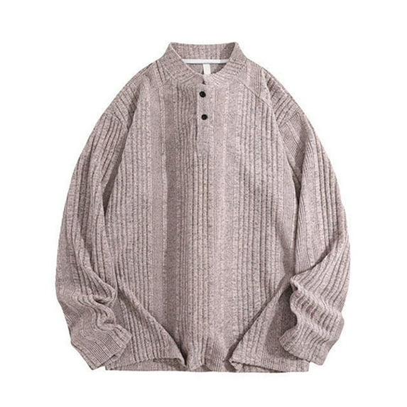 Mens Shirts Under $10 Autumn Winter Casual Sweaters for Men Solid Color Loose Knitted Pullovers Male Round Neck Sweater Man