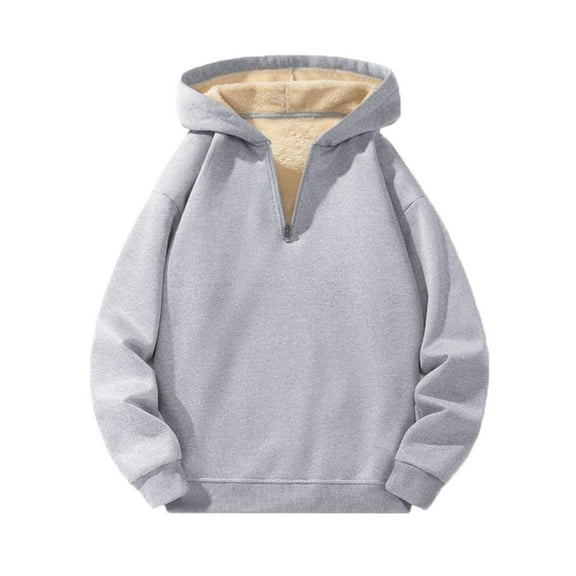 Mens Shirts Under $10 Fleece Hoodies for Men Warm Thick Sherpa Lined Hooded Sweatshirt Quarter Zip Pullover Casual Fall Winter Thermal Coat