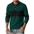 thumbnail image 1 of Mens Shirts Under $10 Long Sleeve Shirts for Men Colorblock Waffle Knit Sweater Lightweight Lapel Collar Pullover Sweater Casual Button Top, 1 of 2