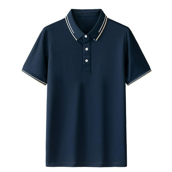 Mens Shirts Under $10 Men Shirt Business T-Shirt Male Short Sleeve Lapel Garment Button Shirt Navy XXL