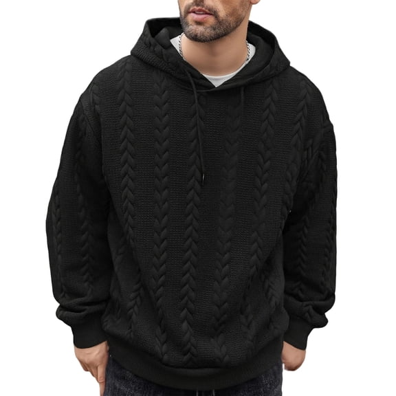 Mens Shirts Under $10 Men's Casual Hooded Sweatshirt Pullover with Luxury Pattern Velour Jacquard Hoodie for Vacation Daily Wear